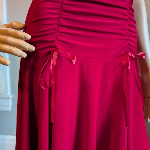 Vintage Y2K Taboo Mini Dress Red Halter Whimsygoth Ruching Bows Burlesque Size M - Picture 7 of 10